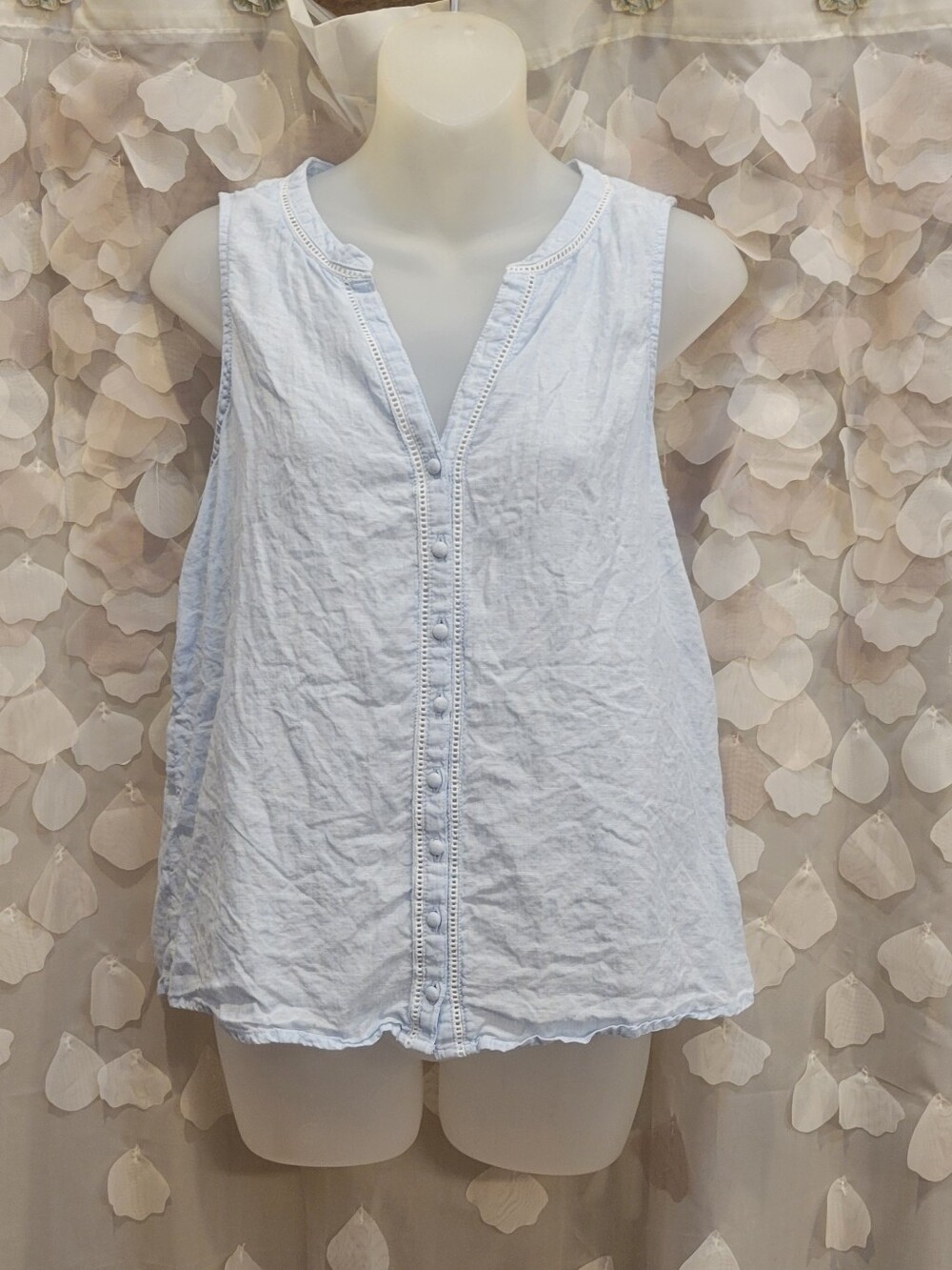 Joie White Button-Front Linen Blend Tank